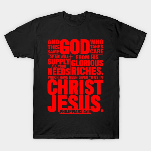 Philippians 4:19 T-Shirt by Plushism